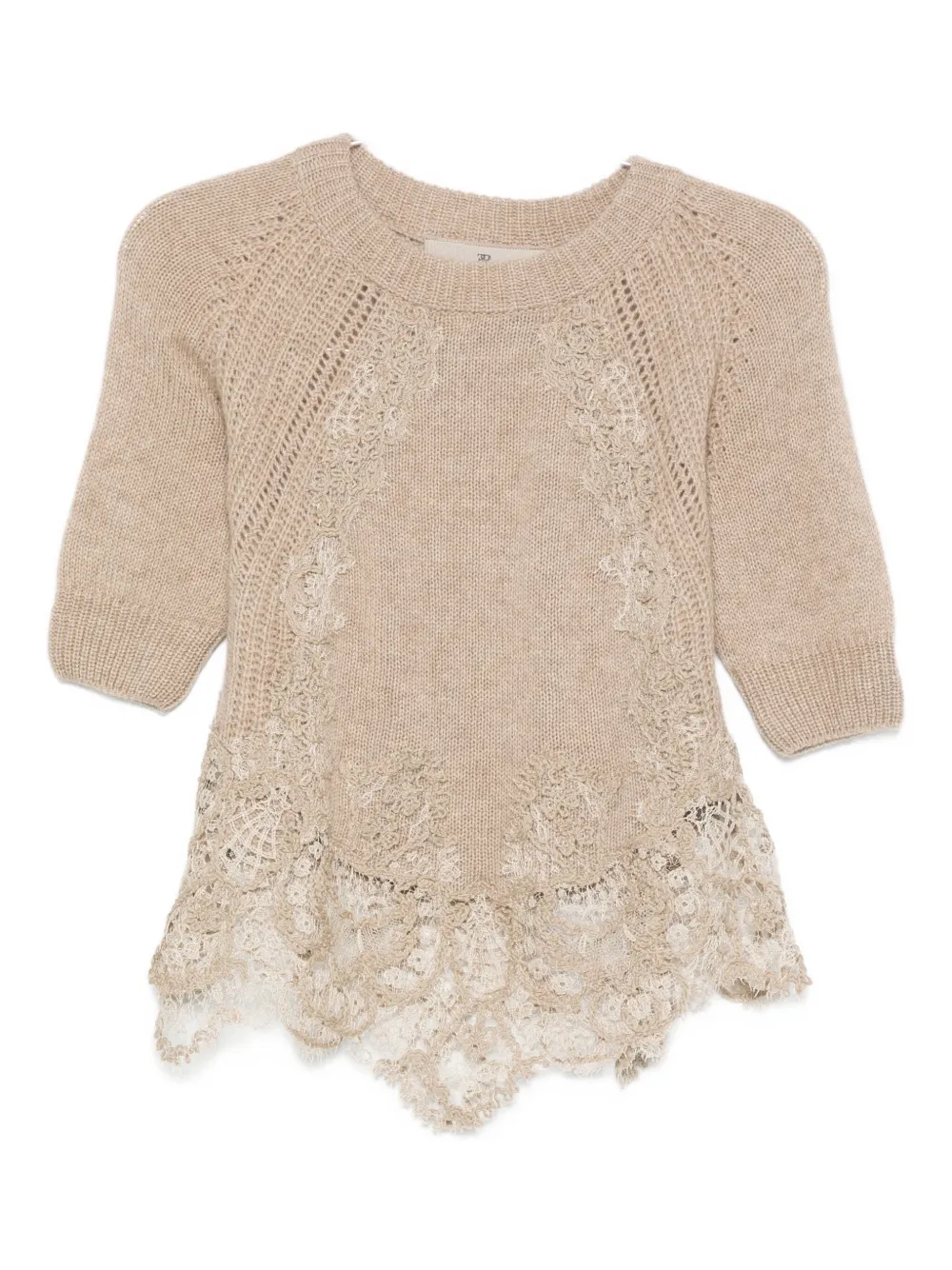 Трикотажный топ с кружевной отделкой Ermanno Scervino, нейтральный
Трикотажный топ с кружевной отделкой Ermanno Scervino, нейтральный