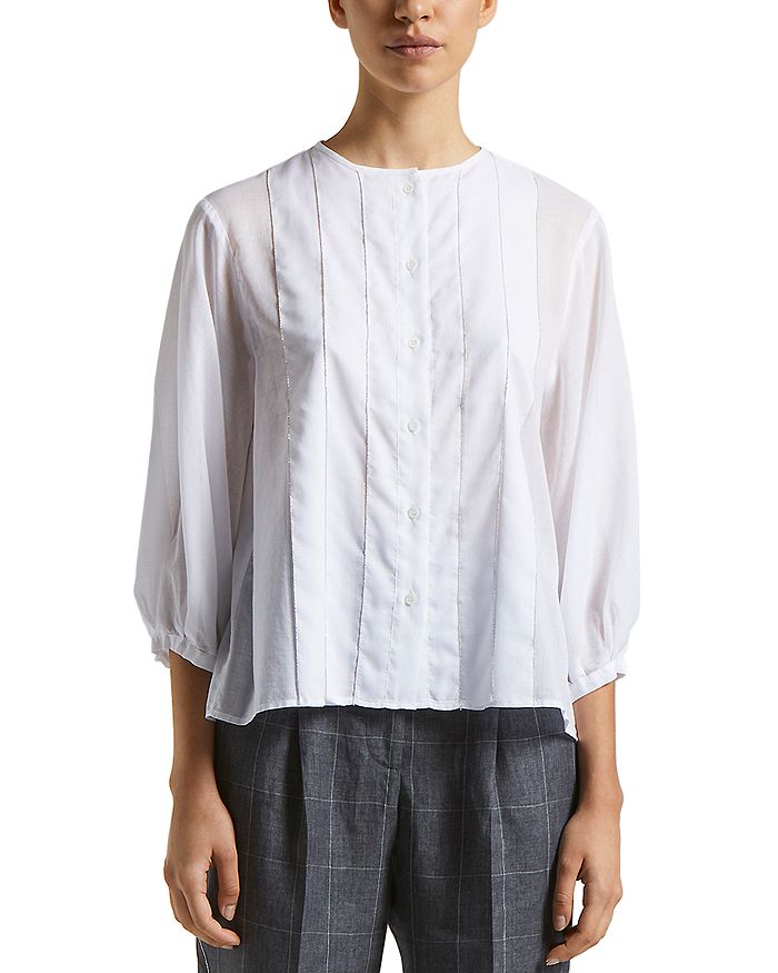 Блуза без воротника с защипами Peserico, белый
Блуза без воротника с защипами Peserico, белый