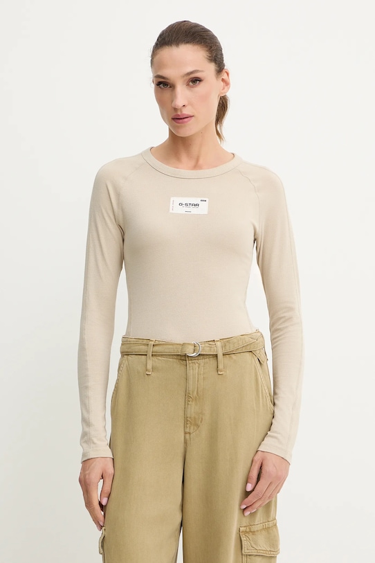 Хлопковый лонгслив G-Star, бежевый
Хлопковый лонгслив G-Star, бежевый