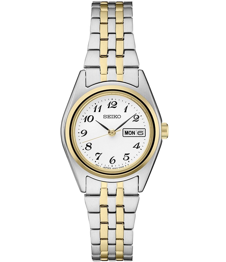 Женские аналоговые кварцевые двухцветные часы Seiko Essential с браслетом из нержавеющей стали, мультиколор
Женские аналоговые кварцевые двухцветные часы Seiko Essential с браслетом из нержавеющей стали, мультиколор