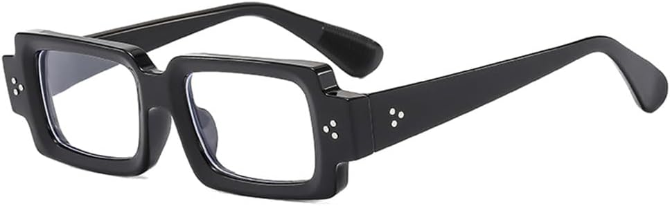 Ретро маленькие прямоугольные солнцезащитные очки для женщин с заклепками, защита от УФ-излучения UV400, оправа для мужских очков с прозрачными линзами LANGSER, Black Clear
Ретро маленькие прямоугольные солнцезащитные очки для женщин с заклепками, защита от УФ-излучения UV400, оправа для мужских очков с прозрачными линзами LANGSER, Black Clear