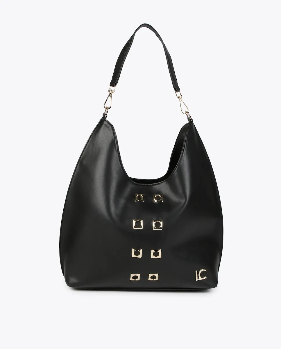 Трансформируемая сумка-бандо с двойной ручкой и кнопочной застежкой Lola Casademunt, черный 
Трансформируемая сумка-бандо с двойной ручкой и кнопочной застежкой Lola Casademunt, черный