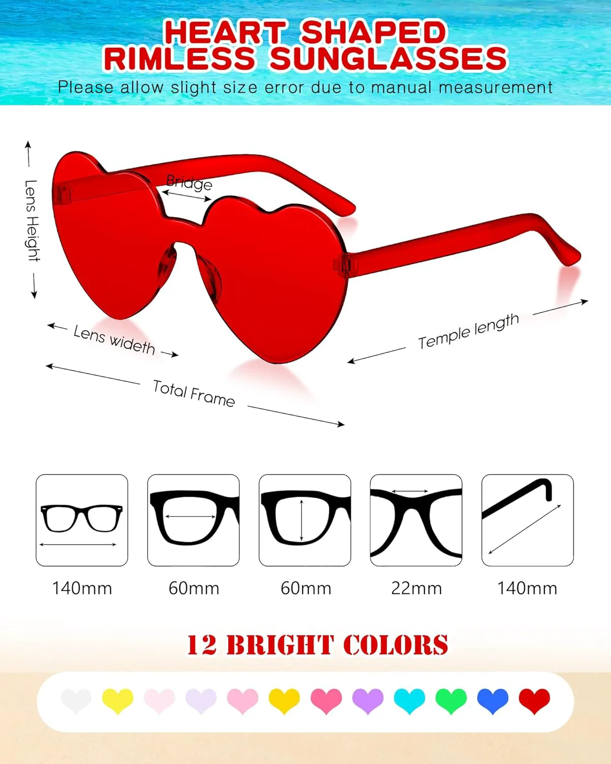 Kingdder 24 пары солнцезащитных очков в форме сердца ко Дню святого Валентина, без оправы, оптом, очки конфетных цветов, сувениры для вечеринки, Novel Colors
Kingdder 24 пары солнцезащитных очков в форме сердца ко Дню святого Валентина, без оправы, оптом, очки конфетных цветов, сувениры для вечеринки, Novel Colors