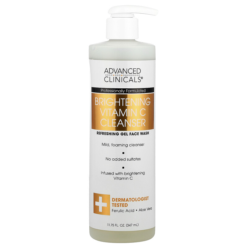 Advanced Clinicals, Осветляющее очищающее средство с витамином C, 347 мл (11,75 жидк. Унции)
Advanced Clinicals, Осветляющее очищающее средство с витамином C, 347 мл (11,75 жидк. Унции)