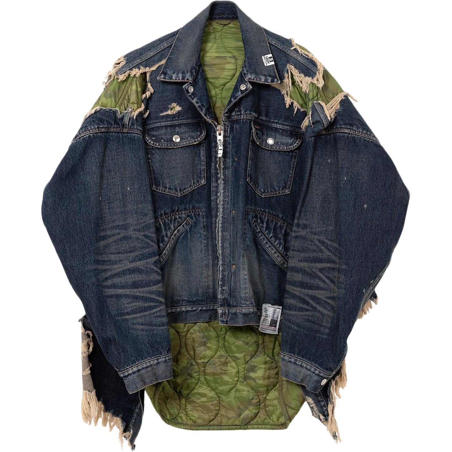 Maison Mihara Yasuhiro Куртка военная джинсовая многослойная, Indigo 
Maison Mihara Yasuhiro Куртка военная джинсовая многослойная, Indigo