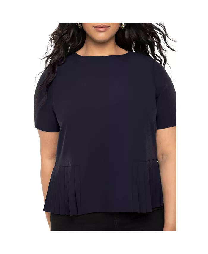 Женский топ с плиссированной кромкой ELOQUII, синий
Женский топ с плиссированной кромкой ELOQUII, синий