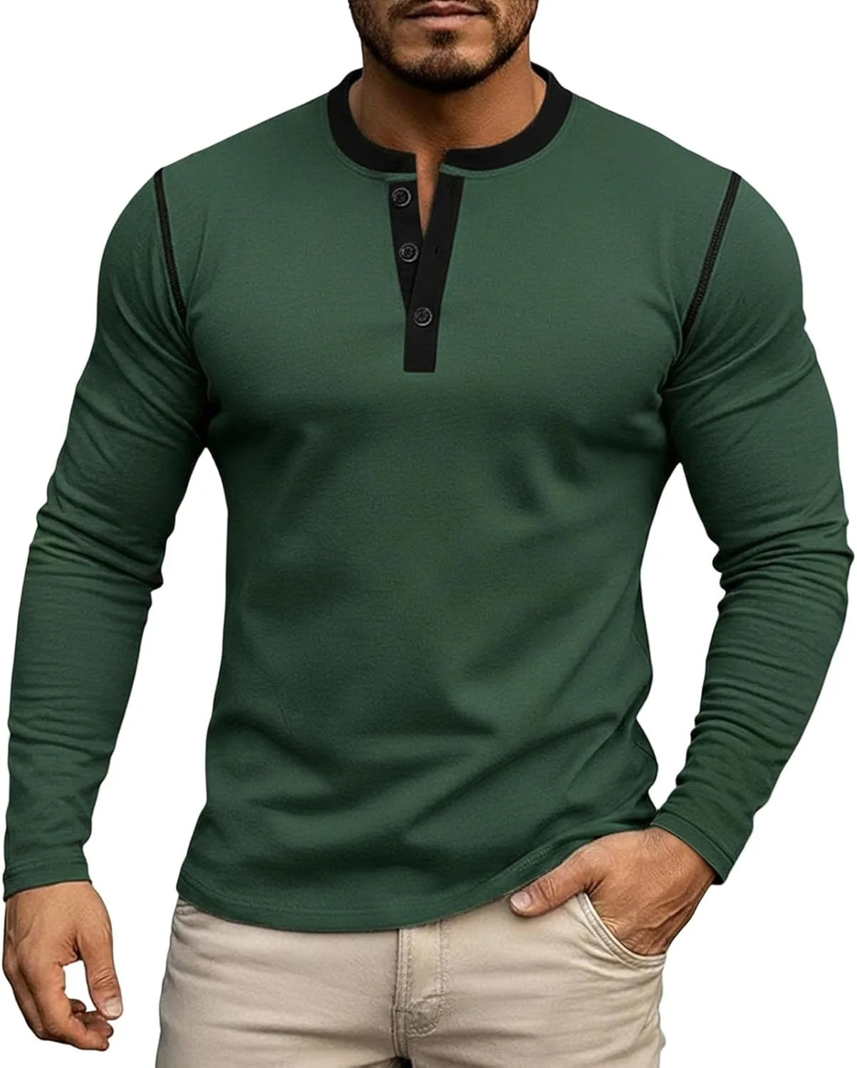 Мужская рубашка поло с длинным рукавом, вафельная вязка, контрастный пэчворк
Мужская рубашка поло с длинным рукавом, вафельная вязка, контрастный пэчворк