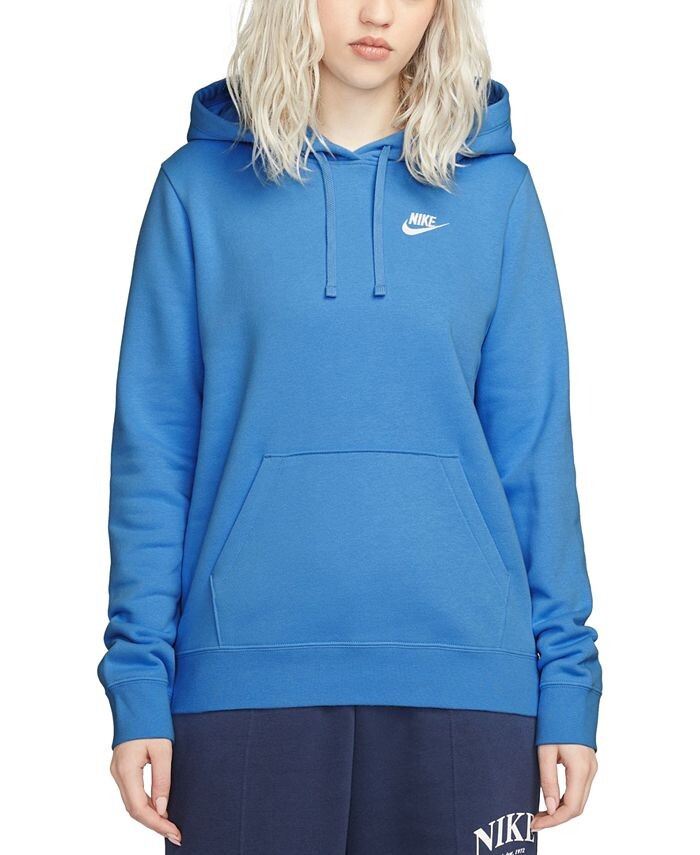 Женский спортивный клубный флисовый пуловер с капюшоном Nike, синий
Женский спортивный клубный флисовый пуловер с капюшоном Nike, синий