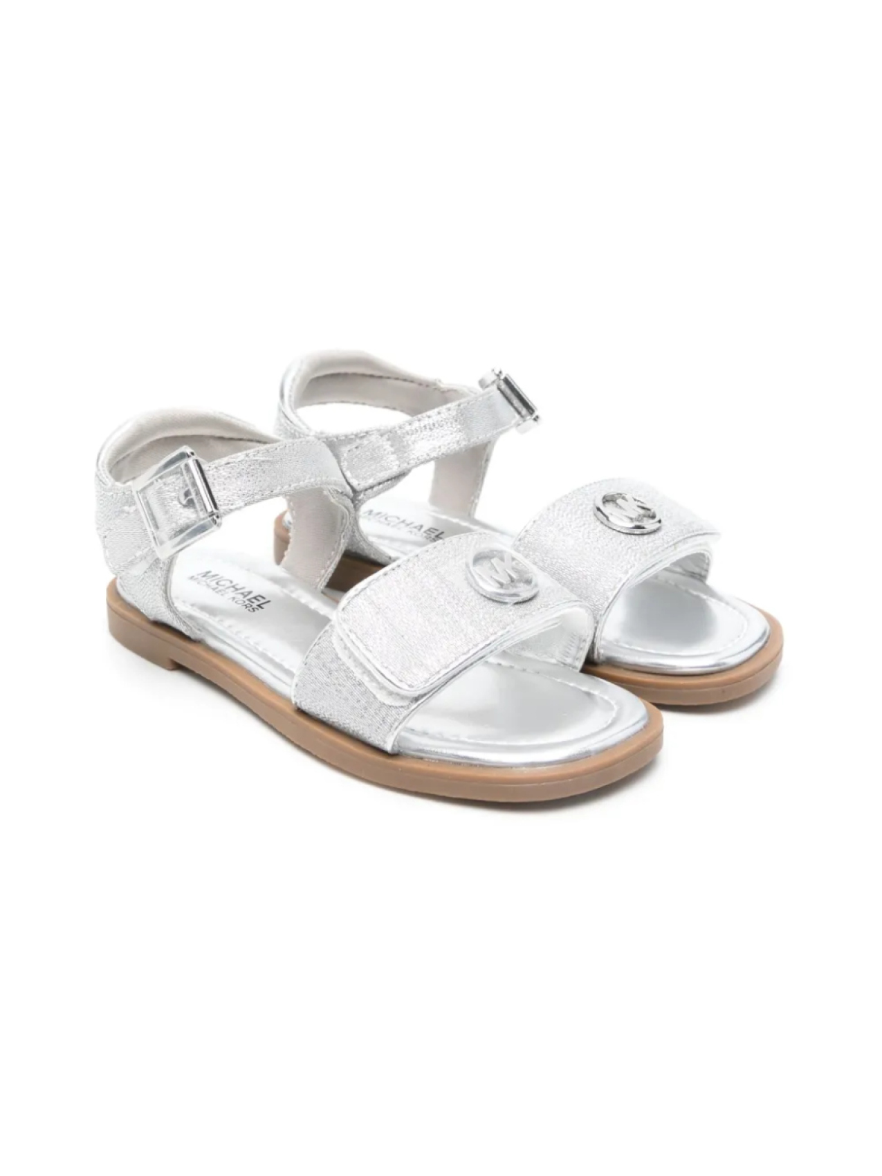 Босоножки с эффектом металлик Michael Kors Kids, серый
Босоножки с эффектом металлик Michael Kors Kids, серый