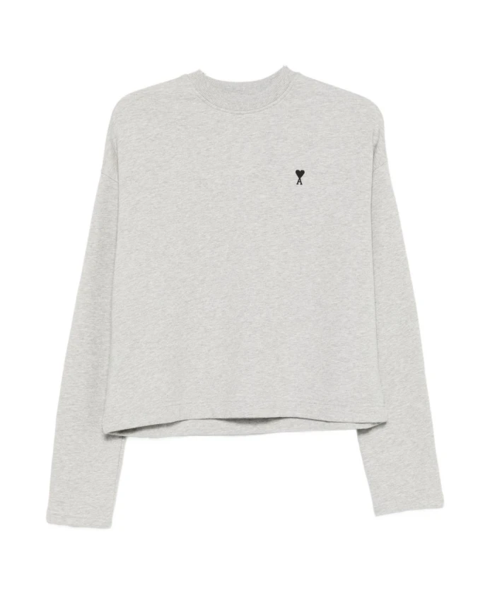 Пуловер с круглым вырезом и вышитым логотипом Ami Paris, серый
Пуловер с круглым вырезом и вышитым логотипом Ami Paris, серый