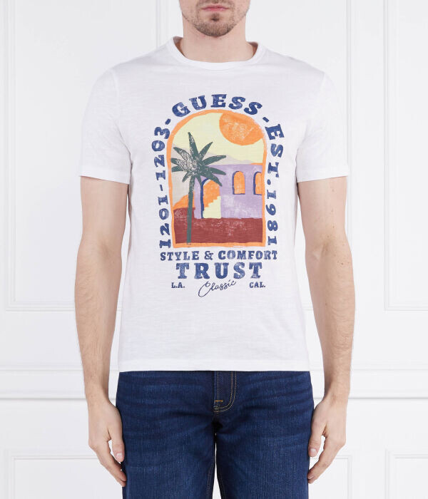 Футболка мужская Guess Jeans с цветным принтом, белый
Футболка мужская Guess Jeans с цветным принтом, белый