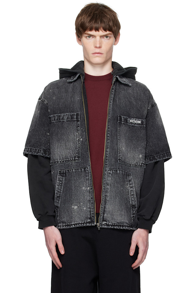 Выцветшая многослойная худи-джинсовка We11Done, черный
Выцветшая многослойная худи-джинсовка We11Done, черный
