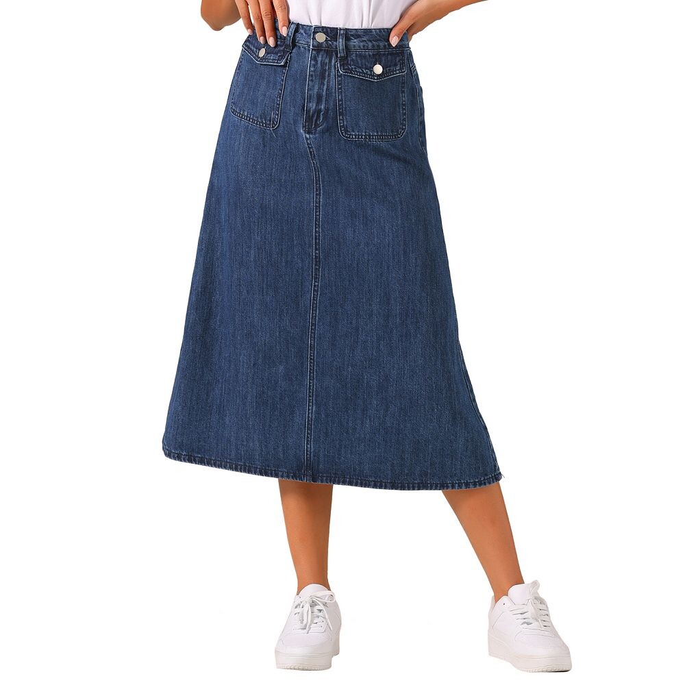 Длинная джинсовая юбка для женщин, повседневная джинсовая юбка трапециевидной формы с высокой талией и карманами с клапаном ALLEGRA K, цвет Dark Blue
Длинная джинсовая юбка для женщин, повседневная джинсовая юбка трапециевидной формы с высокой талией и карманами с клапаном ALLEGRA K, цвет Dark Blue