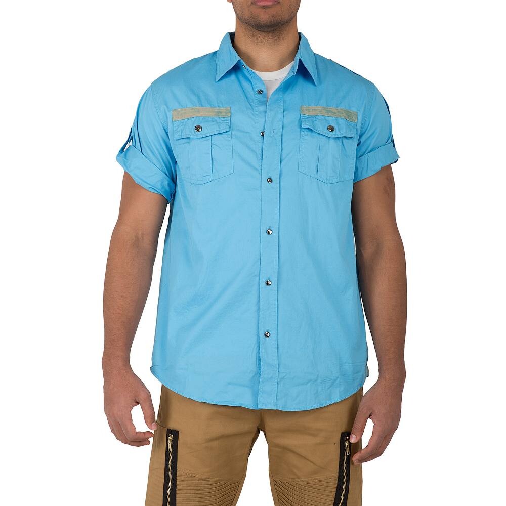 Мужская рубашка с короткими рукавами и эполетами в стиле милитари Vibes, синий
Мужская рубашка с короткими рукавами и эполетами в стиле милитари Vibes, синий