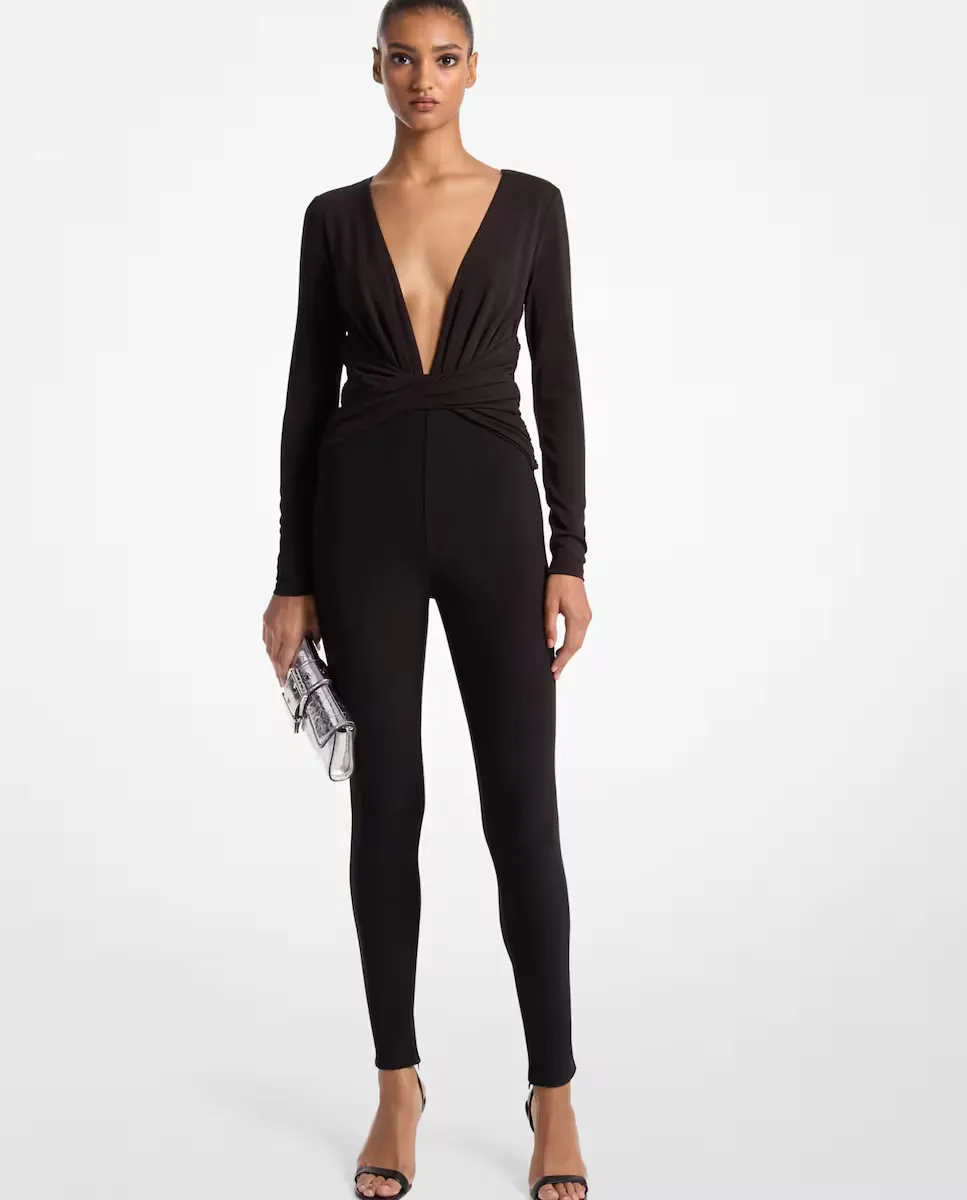 Женский эластичный вязаный комбинезон с V-образным вырезом Michael Michael Kors, черный
Женский эластичный вязаный комбинезон с V-образным вырезом Michael Michael Kors, черный