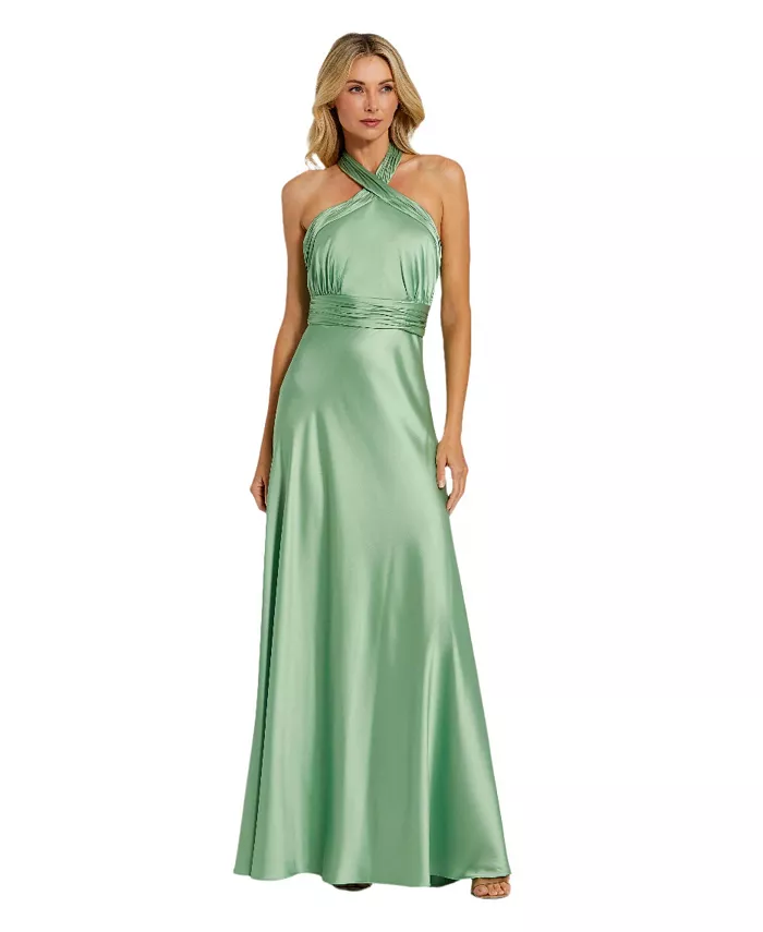 Женское атласное платье с халтер-воротником и завязками на спине Mac Duggal, зеленый
Женское атласное платье с халтер-воротником и завязками на спине Mac Duggal, зеленый