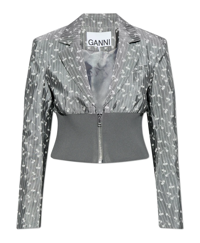 Блейзер с цветочным принтом Ganni, серый
Блейзер с цветочным принтом Ganni, серый
