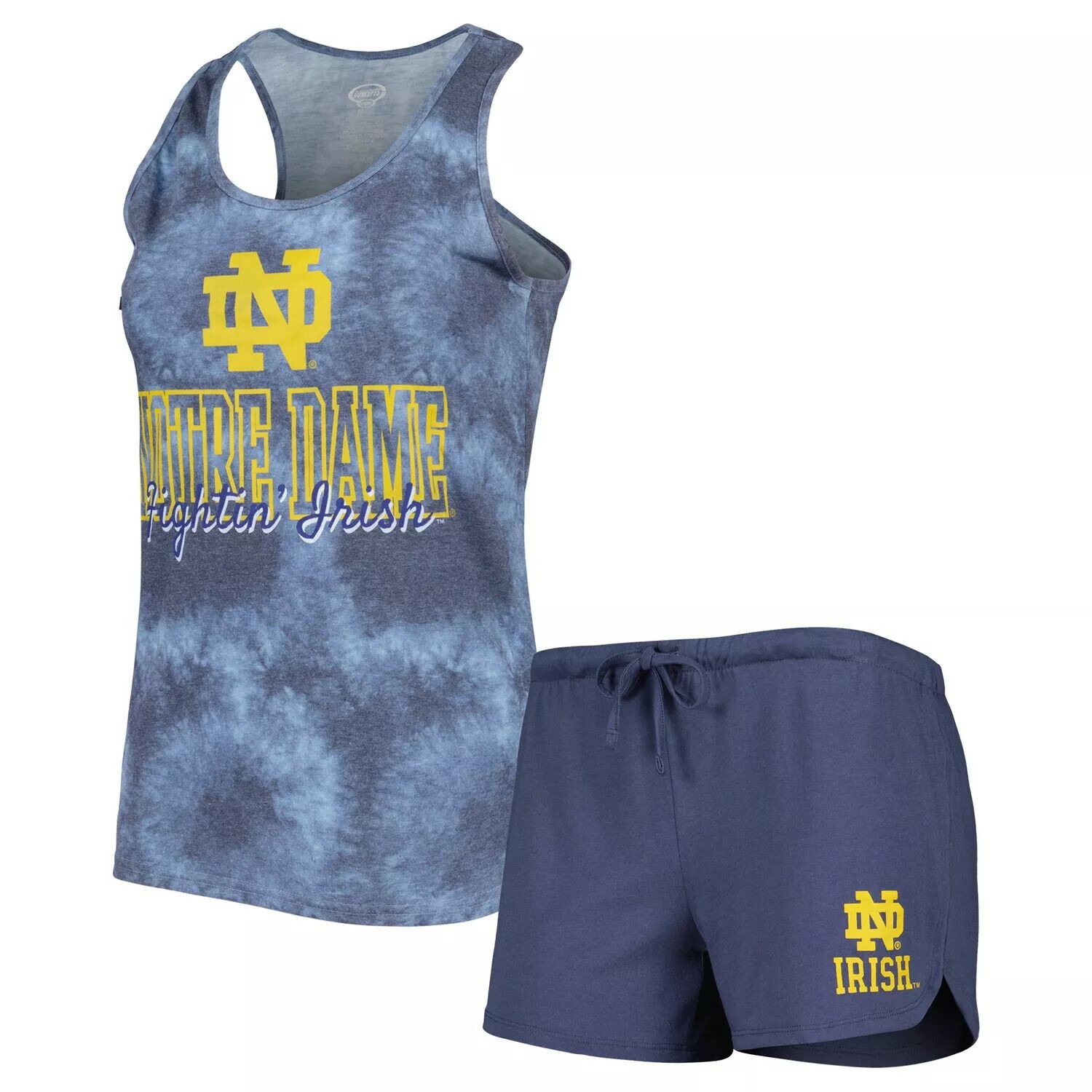 Женский спортивный комплект из топа и шорт темно-синего цвета Notre Dame Fighting Irish Billboard Tie Dye
Женский спортивный комплект из топа и шорт темно-синего цвета Notre Dame Fighting Irish Billboard Tie Dye