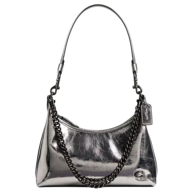 COACH Металлическая кожаная сумка через плечо среднего размера серебристо-серый
COACH Металлическая кожаная сумка через плечо среднего размера серебристо-серый