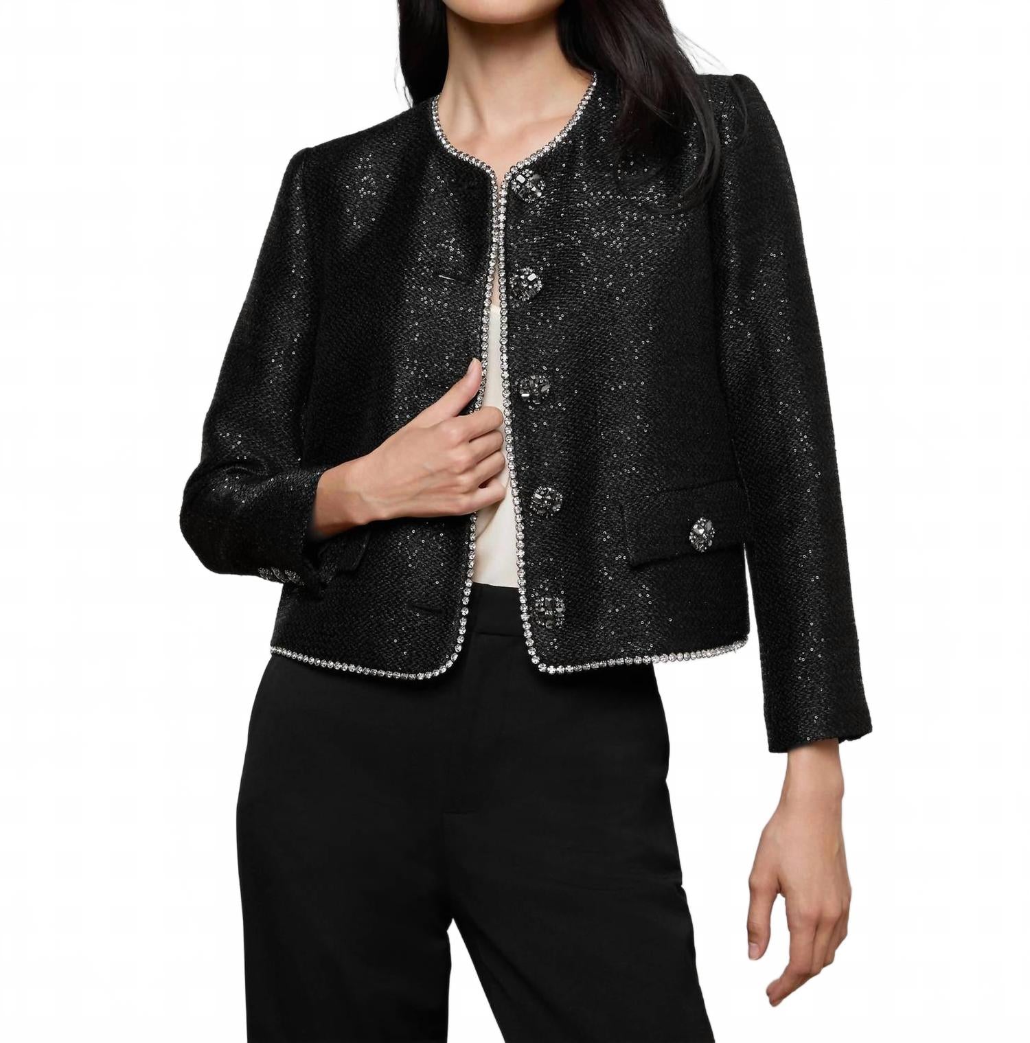 L'Agence Твидовый жакет Zell с пайетками, черный
L'Agence Твидовый жакет Zell с пайетками, черный