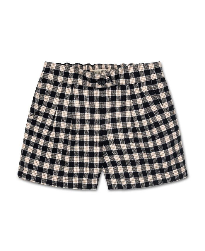 Короткое плиссированное фланелевое платье из органического хлопка для девочек, для малышей Hope & Henry, черный