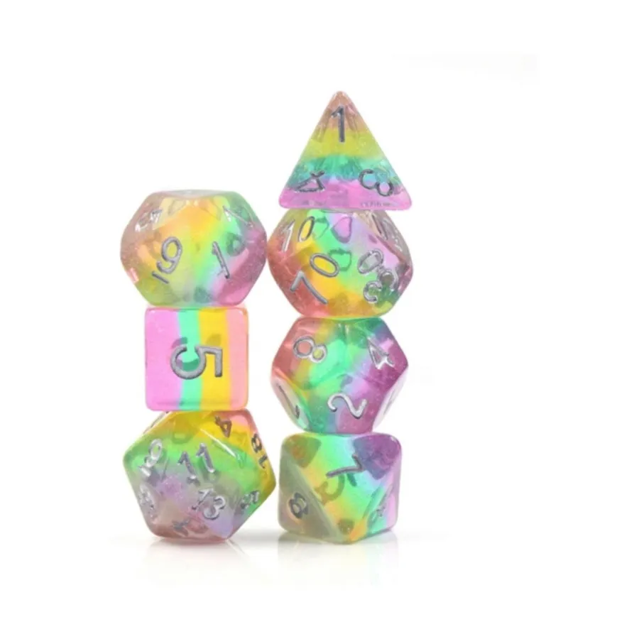 Набор Poly — Fairy Dust с белым (7), Dice Sets - Resin/Acrylic - Rainbow & Multi-Colored (Foam Brain Games)
Набор Poly — Fairy Dust с белым (7), Dice Sets - Resin/Acrylic - Rainbow & Multi-Colored (Foam Brain Games)