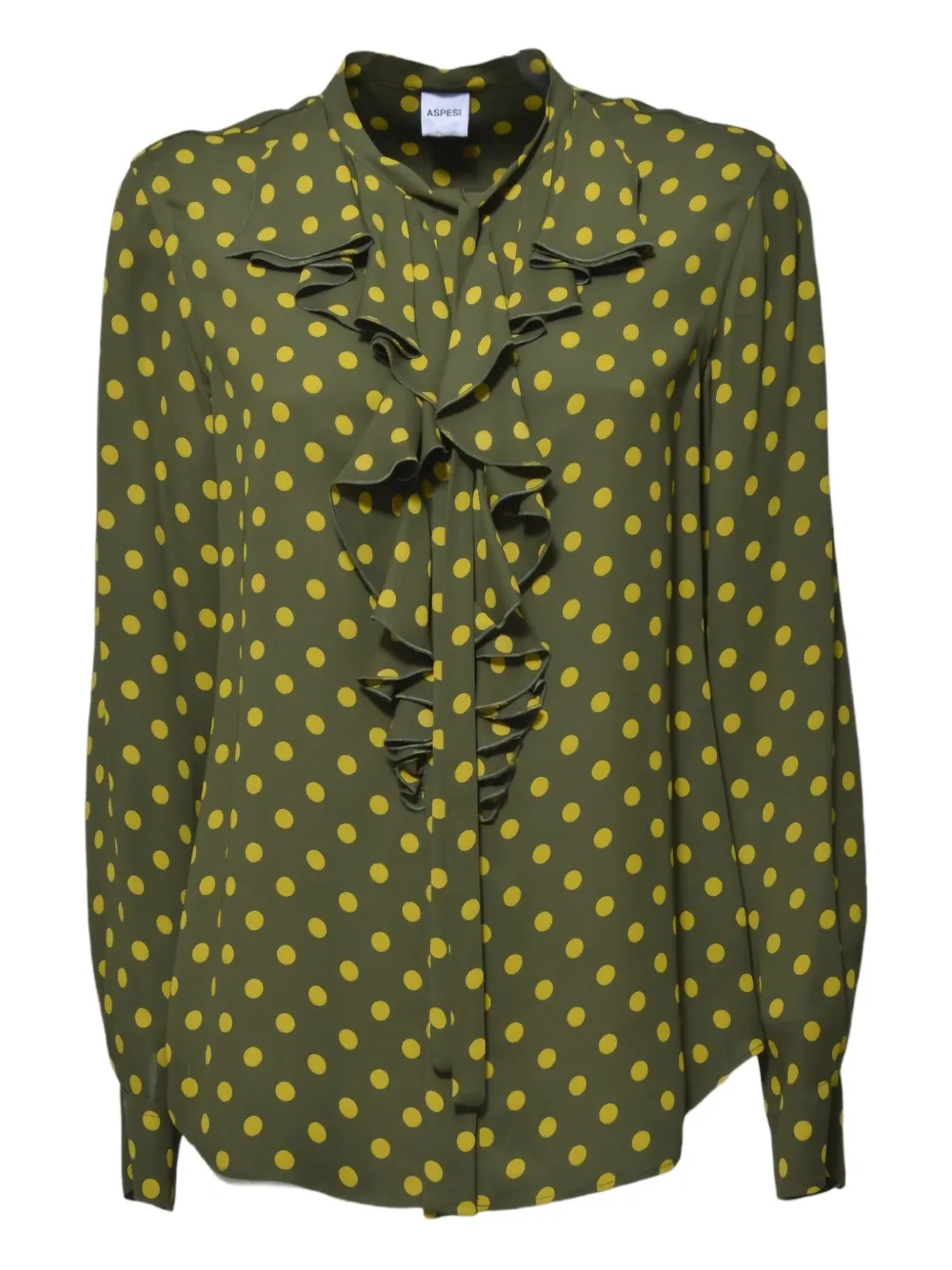 Блузка с оборками в горошек ASPESI, зеленый
Блузка с оборками в горошек ASPESI, зеленый