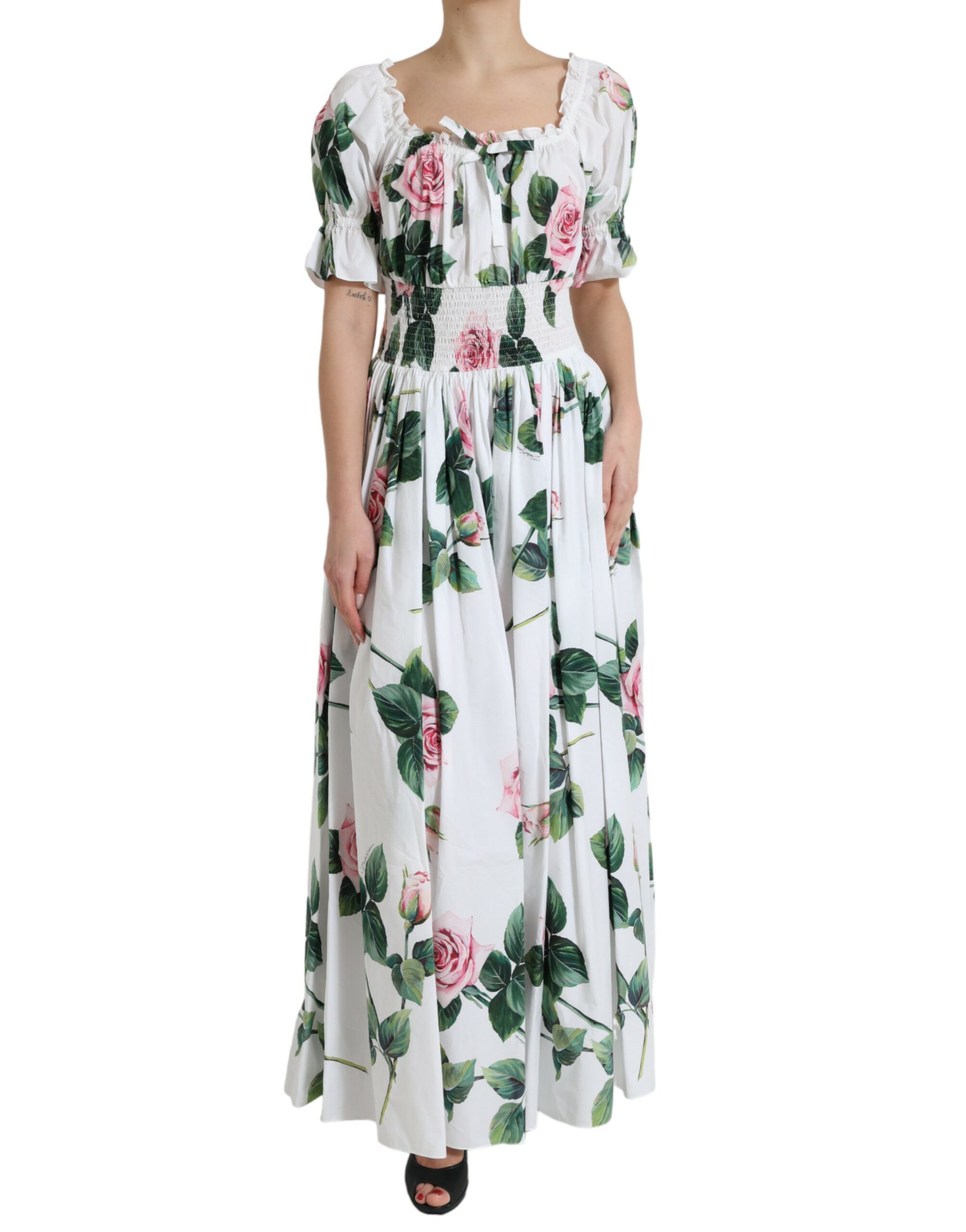 Платье миди из хлопка с цветочным принтом и открытыми плечами Dolce & Gabbana, белый
Платье миди из хлопка с цветочным принтом и открытыми плечами Dolce & Gabbana, белый