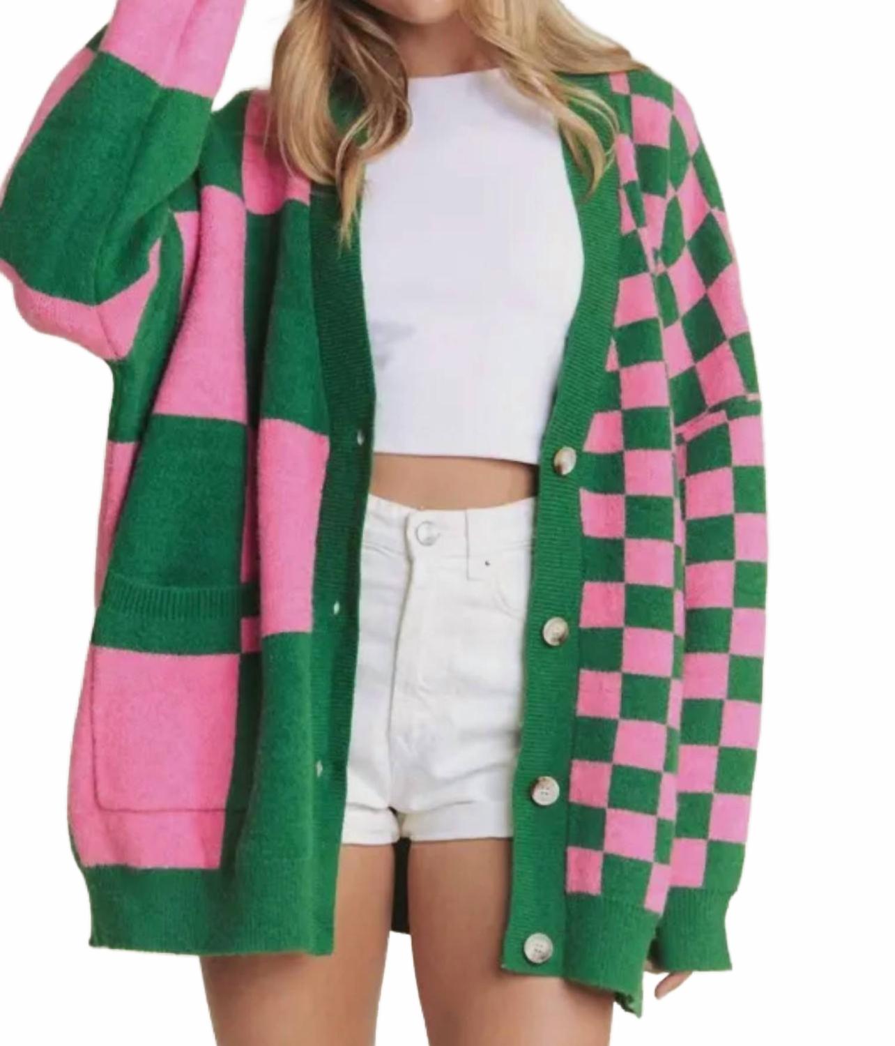 Приталенная клетчатая кардиган-оверсайз в розово-зеленом цвете JADE BY JANE
Приталенная клетчатая кардиган-оверсайз в розово-зеленом цвете JADE BY JANE