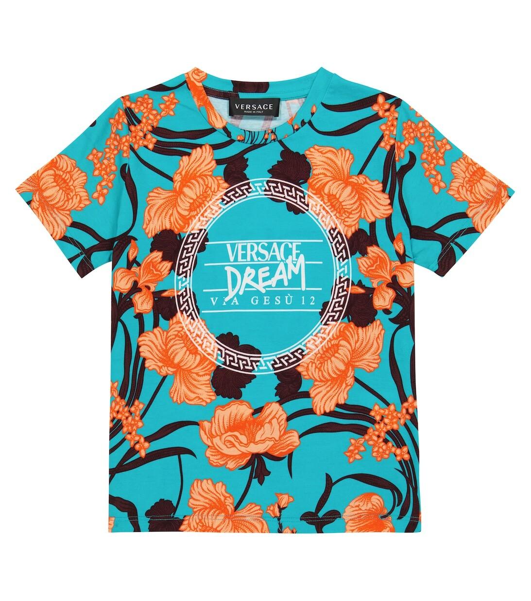 Футболка из хлопкового джерси с цветочным принтом Versace, оранжевый
Футболка из хлопкового джерси с цветочным принтом Versace, оранжевый