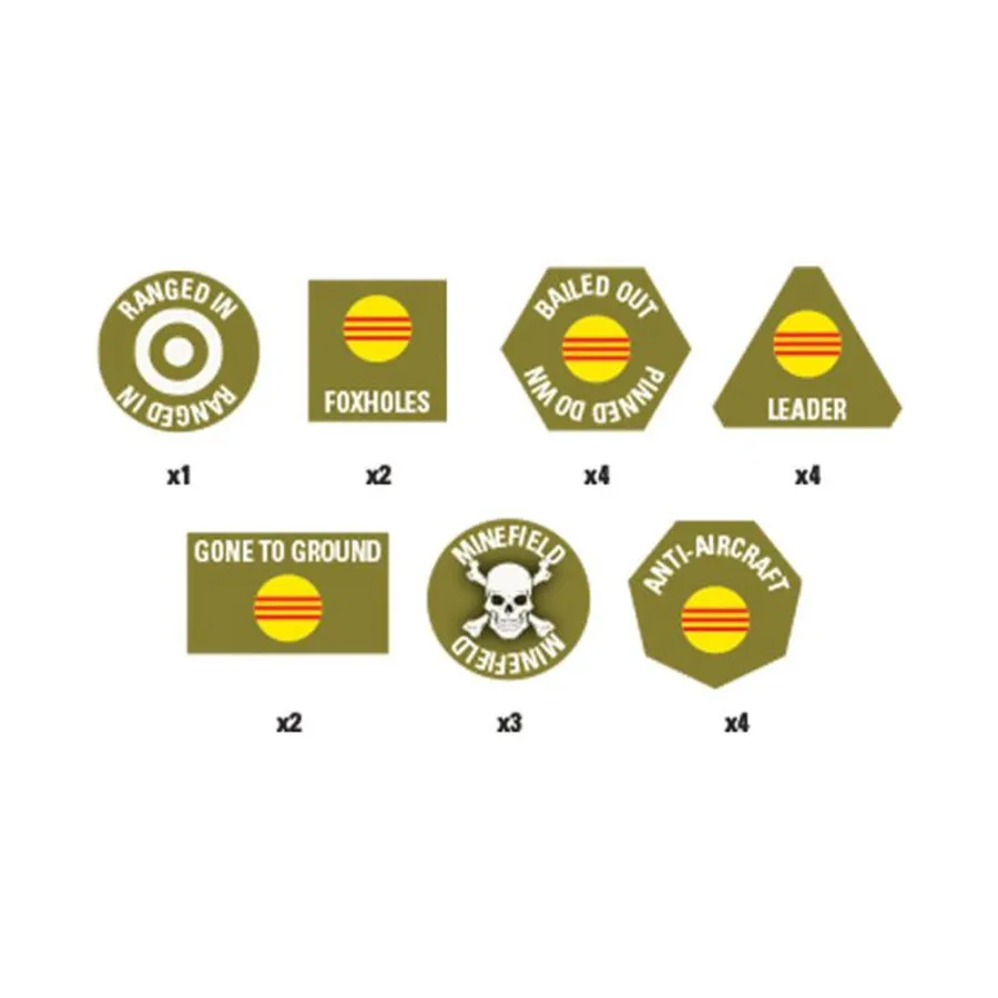 Набор токенов ARVN, Flames of War - Vietnam - Bases, Accessories & Destroyed Vehicles
Набор токенов ARVN, Flames of War - Vietnam - Bases, Accessories & Destroyed Vehicles