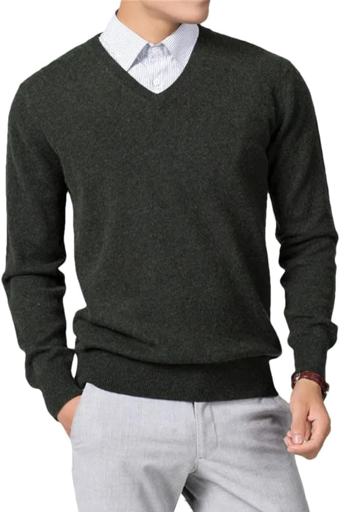 Мужской вязаный пуловер с V-образным вырезом, свободного кроя
Мужской вязаный пуловер с V-образным вырезом, свободного кроя