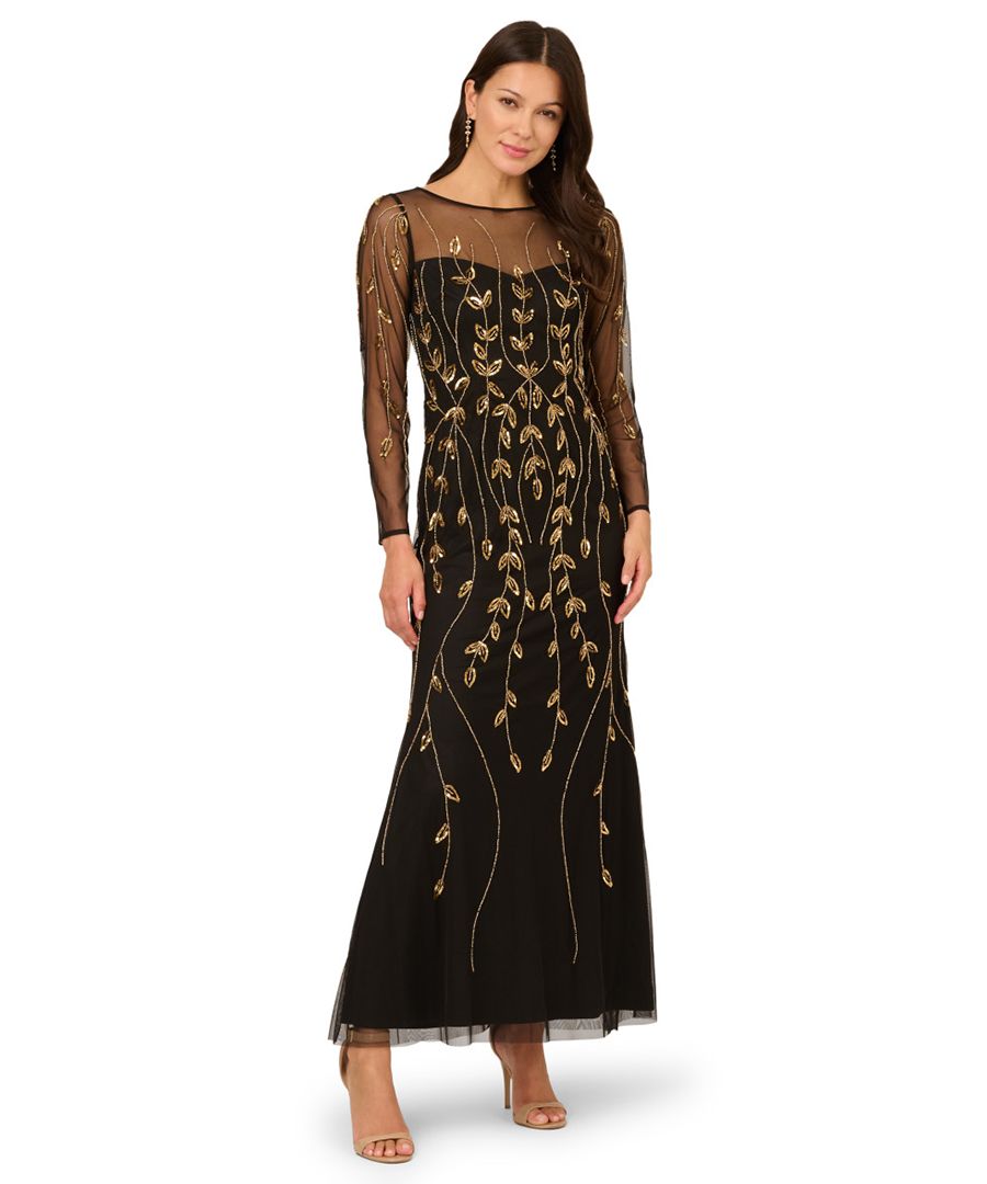 Укороченное платье с длинными рукавами, расшитое бисером Adrianna Papell, Black Gold
Укороченное платье с длинными рукавами, расшитое бисером Adrianna Papell, Black Gold