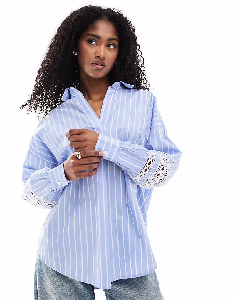 Рубашка с вышитыми рукавами Cambria в синюю полоску French Connection
Рубашка с вышитыми рукавами Cambria в синюю полоску French Connection
