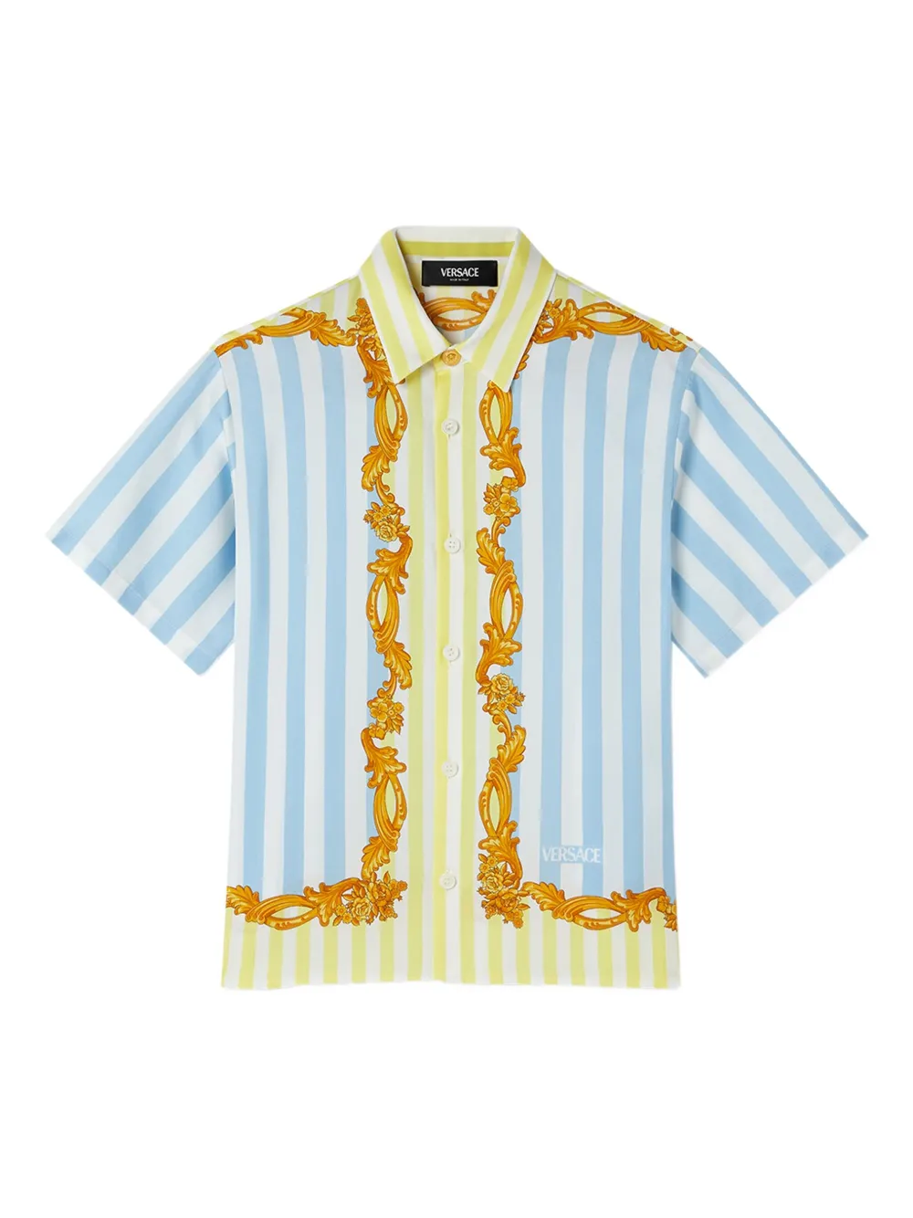 Шелковая рубашка Barocco в тонкую полоску Versace Kids, синий
Шелковая рубашка Barocco в тонкую полоску Versace Kids, синий