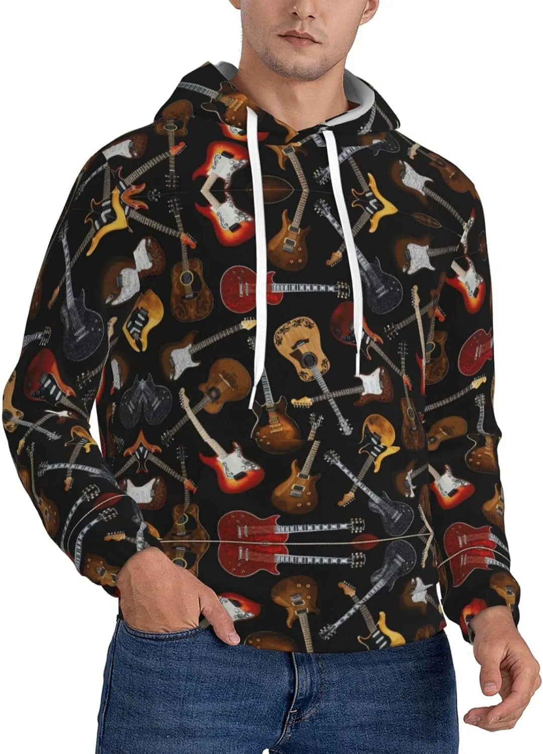 Мужская флисовая худи с капюшоном — мягкая, теплая, с карманом, с принтом гитар SamLng
Мужская флисовая худи с капюшоном — мягкая, теплая, с карманом, с принтом гитар SamLng