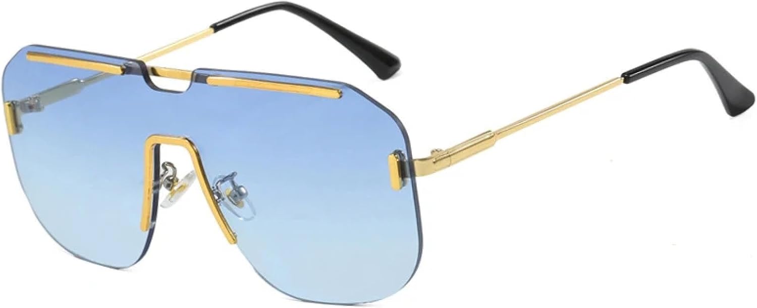 Большие солнцезащитные очки без оправы для женщин, ретро-очки с градиентным металлическим покрытием, солнцезащитные очки для мужчин с защитой от УФ-излучения UV400 TOIPASTN, Blue
Большие солнцезащитные очки без оправы для женщин, ретро-очки с градиентным металлическим покрытием, солнцезащитные очки для мужчин с защитой от УФ-излучения UV400 TOIPASTN, Blue