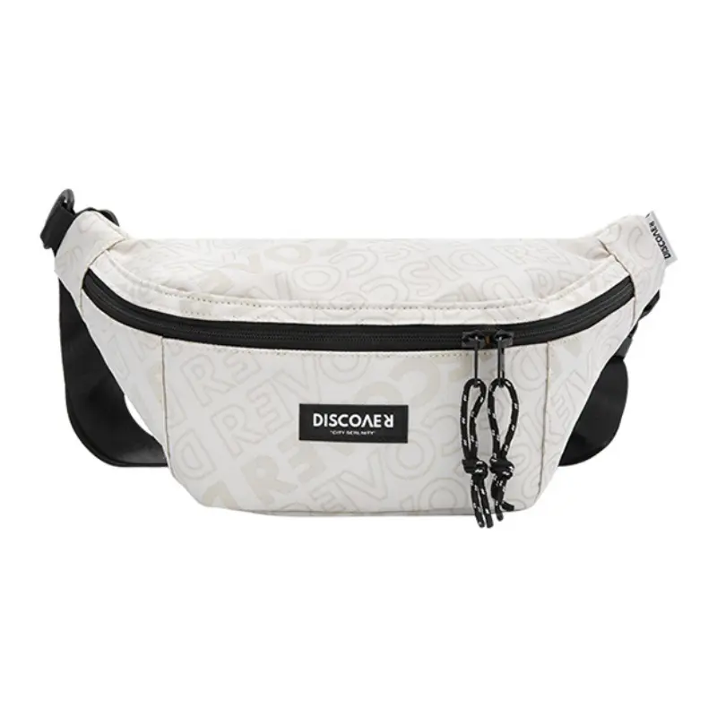 SEM/R Полиэстеровая асимметричная сумка-полумесяц через плечо унисекс малого размера кремово-черная, Style A Ecru 10302