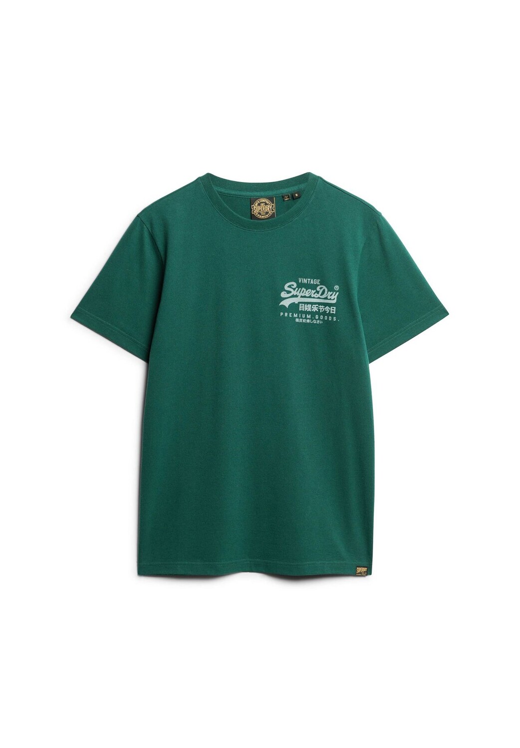 Мужская футболка Classic VI Heritage Chest Tee, логотип, круглый вырез, однотонная Superdry., зеленый 
Мужская футболка Classic VI Heritage Chest Tee, логотип, круглый вырез, однотонная Superdry., зеленый