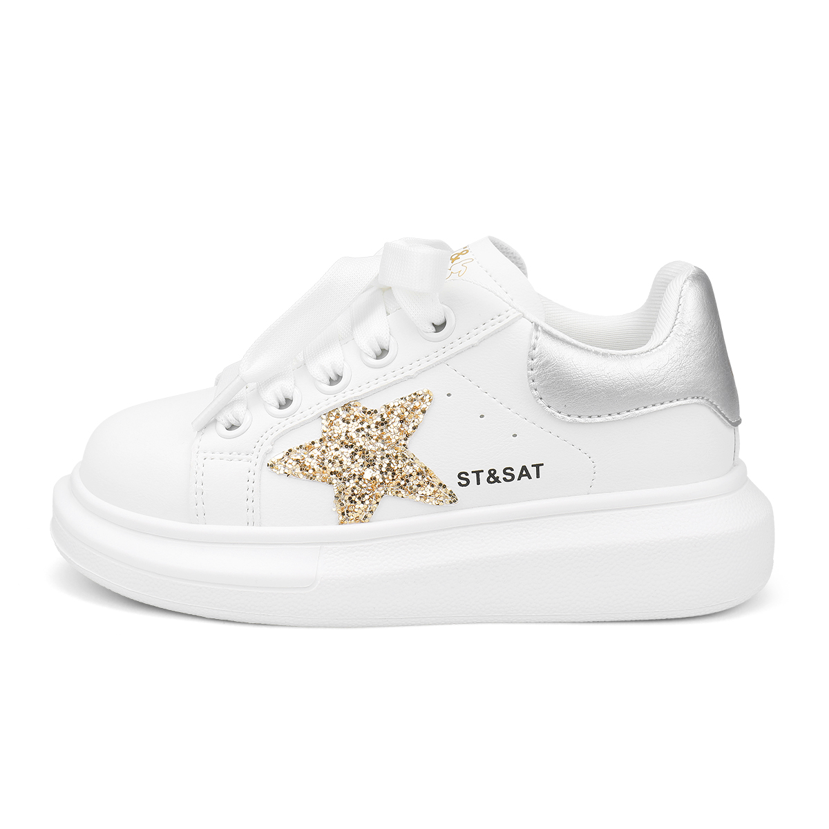 Детские скейтерские кроссовки ST&SAT KIDS, белый/серебряный 
Детские скейтерские кроссовки ST&SAT KIDS, белый/серебряный