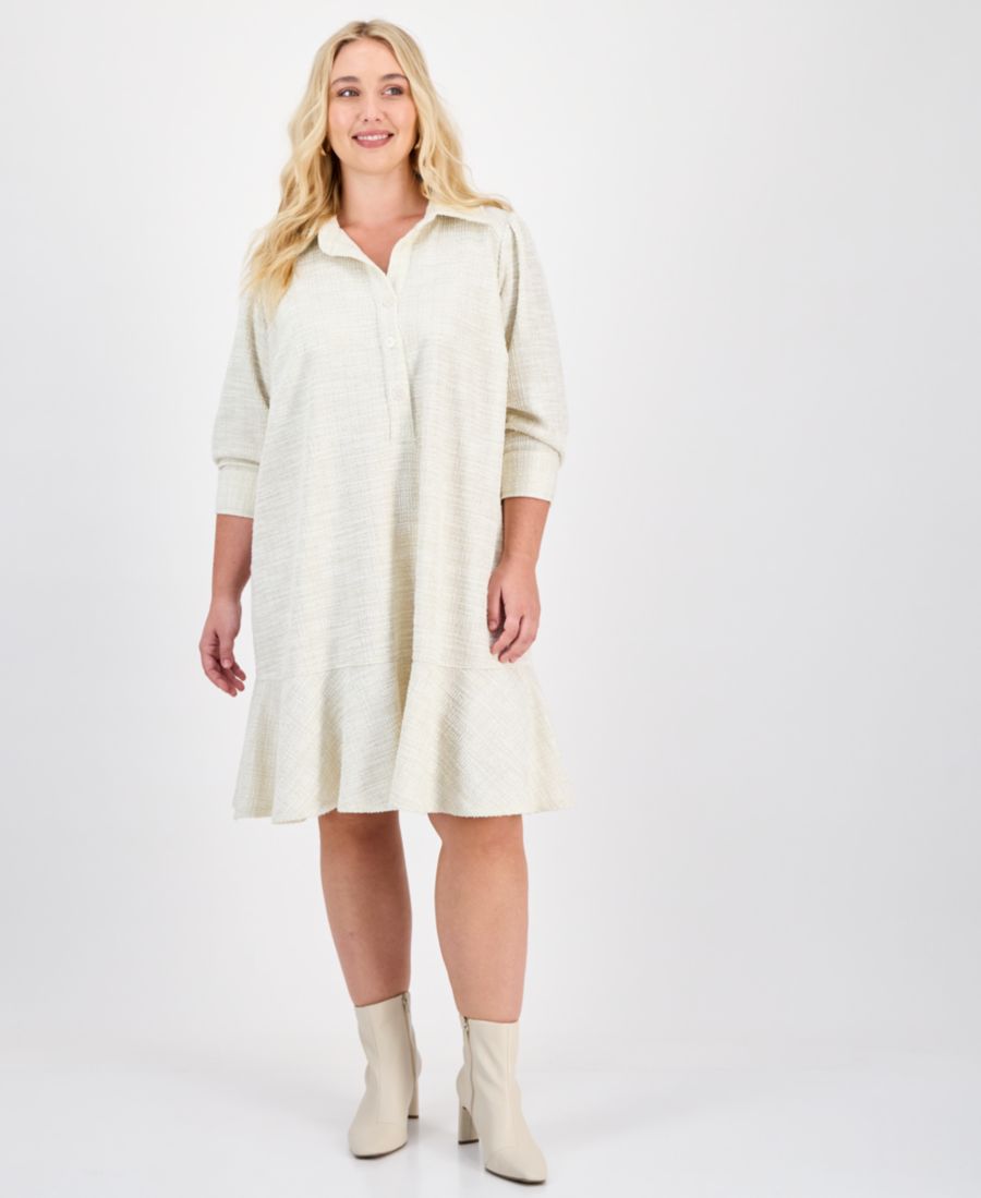 Платье большого размера с текстурированной поверхностью и застежкой на пуговицы спереди Robbie Bee, Cream
Платье большого размера с текстурированной поверхностью и застежкой на пуговицы спереди Robbie Bee, Cream