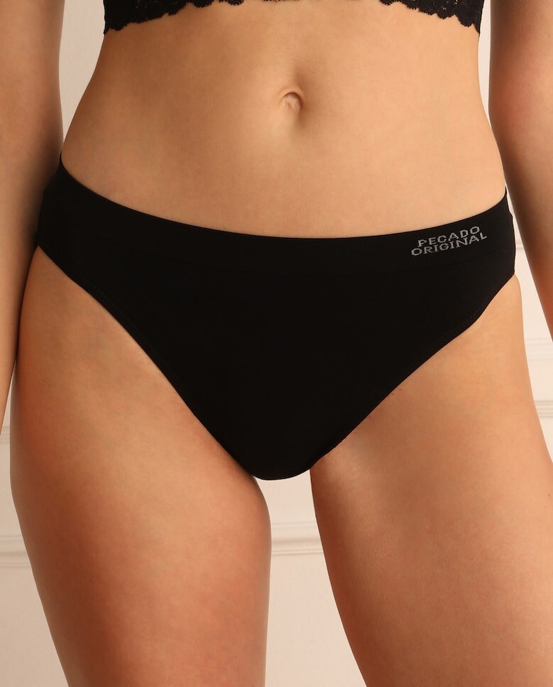 Бесшовные трусики с гравировкой на талии Pecado Original, черный 
Бесшовные трусики с гравировкой на талии Pecado Original, черный