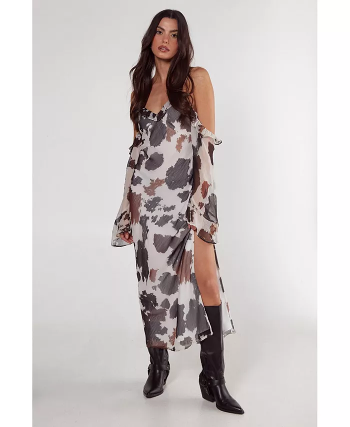 Женское платье макси с открытыми плечами и косым разрезом Nasty Gal, коричневый
Женское платье макси с открытыми плечами и косым разрезом Nasty Gal, коричневый