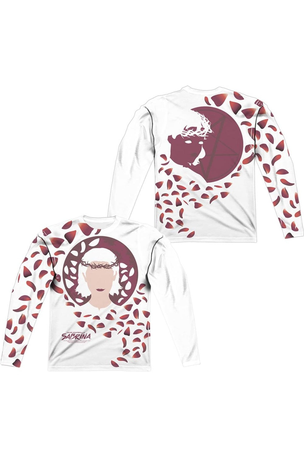 Футболка с длинным рукавом для взрослых из полиэстера «Леденящие душу приключения Сабрины» с принтом «Терновый венец» (спереди/сзади) Gildan, белый
Футболка с длинным рукавом для взрослых из полиэстера «Леденящие душу приключения Сабрины» с принтом «Терновый венец» (спереди/сзади) Gildan, белый