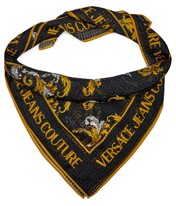 Шелковый шарф Versace Jeans Couture, черный 
Шелковый шарф Versace Jeans Couture, черный