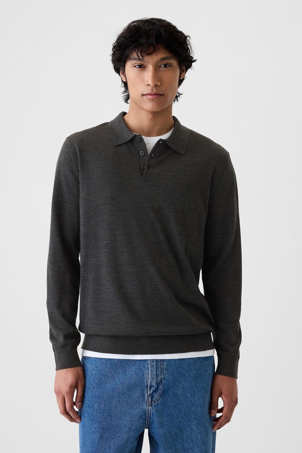Джемпер поло из мериносовой шерсти Gap, серый
Джемпер поло из мериносовой шерсти Gap, серый