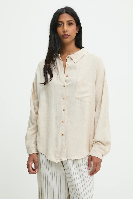 Рубашка с льном Answear.Lab, бежевый
Рубашка с льном Answear.Lab, бежевый