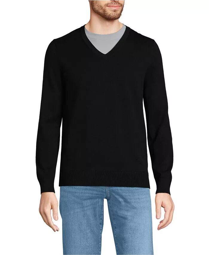 Свитер из тонкого хлопка с V-образным вырезом для больших и высоких Lands' End, черный
Свитер из тонкого хлопка с V-образным вырезом для больших и высоких Lands' End, черный