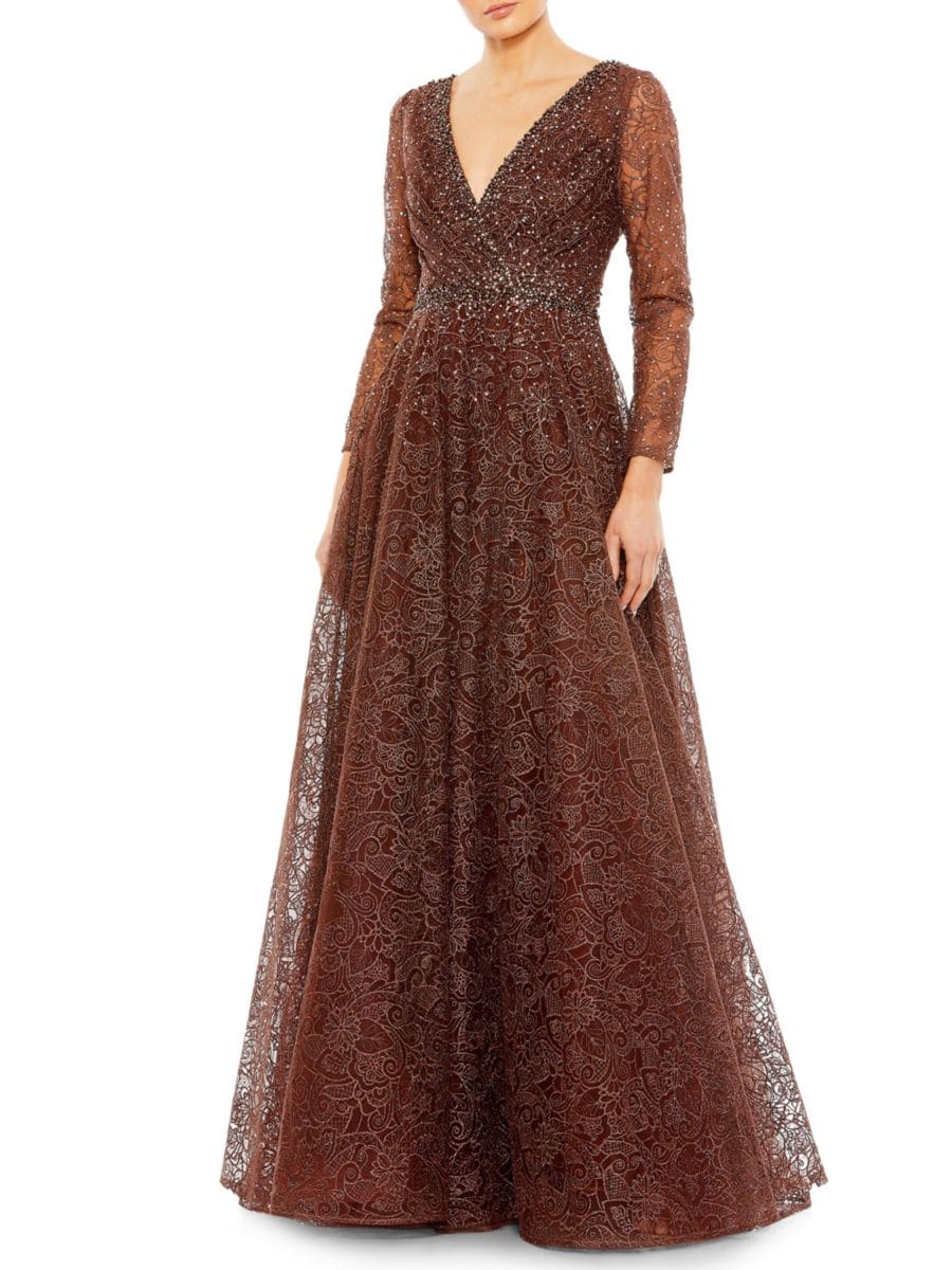 Бальное платье с кружевом и декором Mac Duggal, цвет Chocolate
Бальное платье с кружевом и декором Mac Duggal, цвет Chocolate
