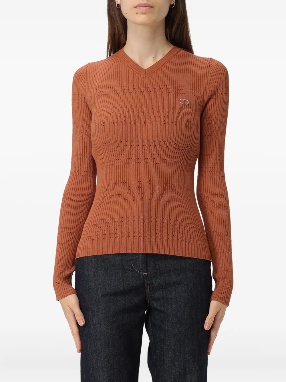 Джемпер в рубчик Twinset, коричневый
Джемпер в рубчик Twinset, коричневый